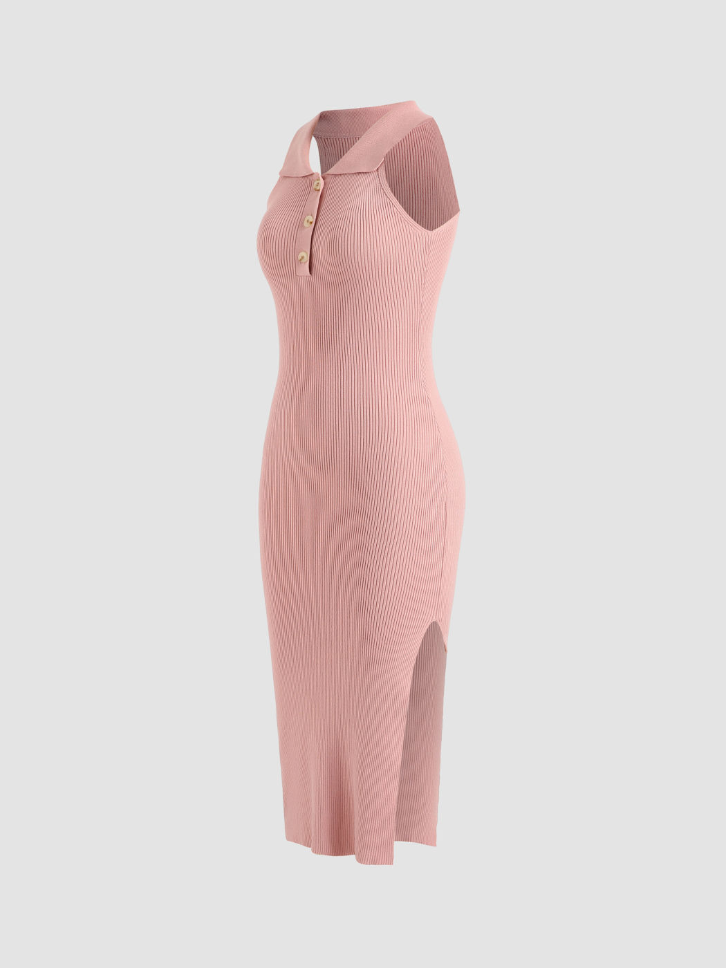 Knit Solid Rib Midi Dress
