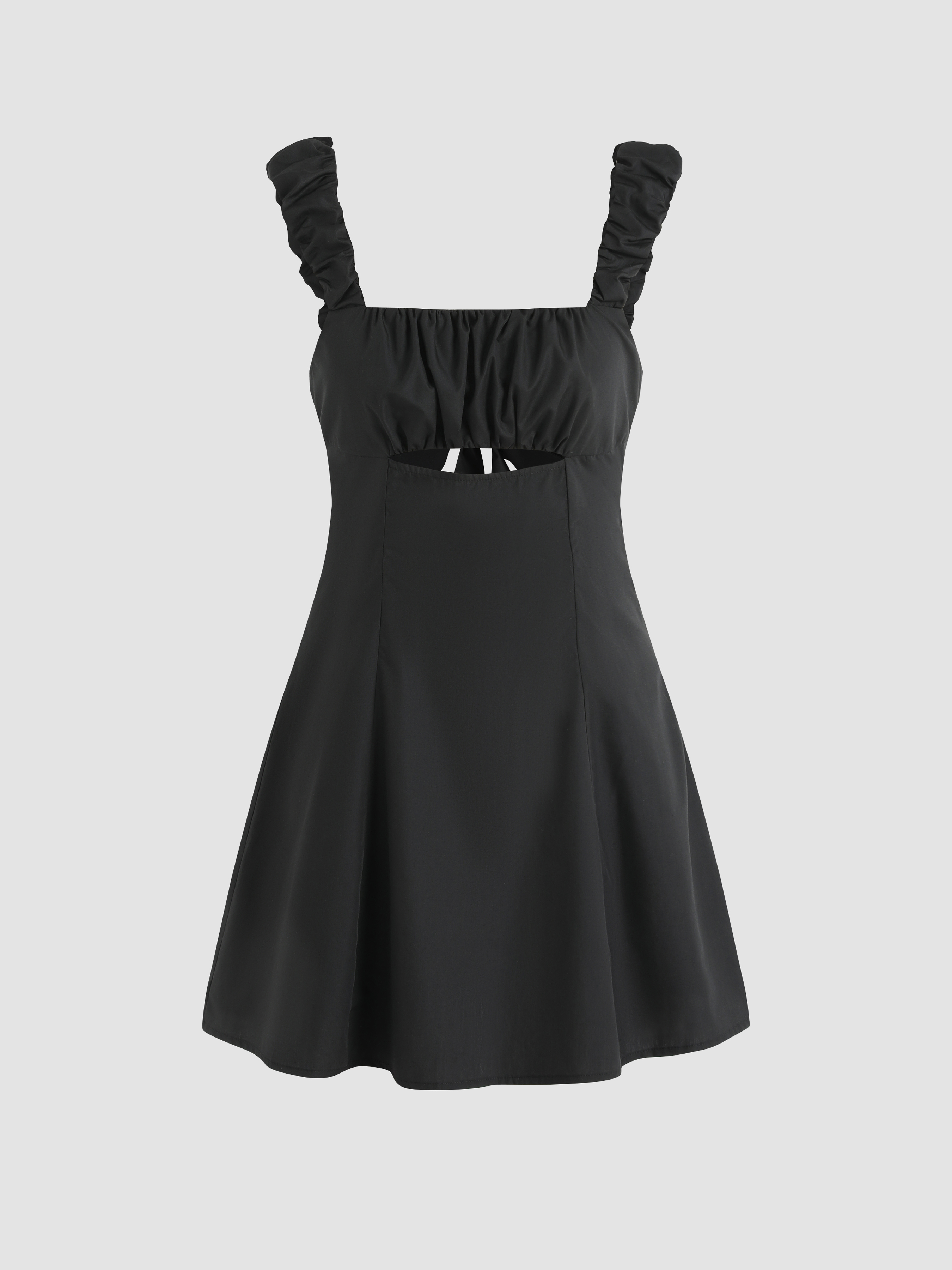 Solid Cut Out Bowknot Dress - Cider