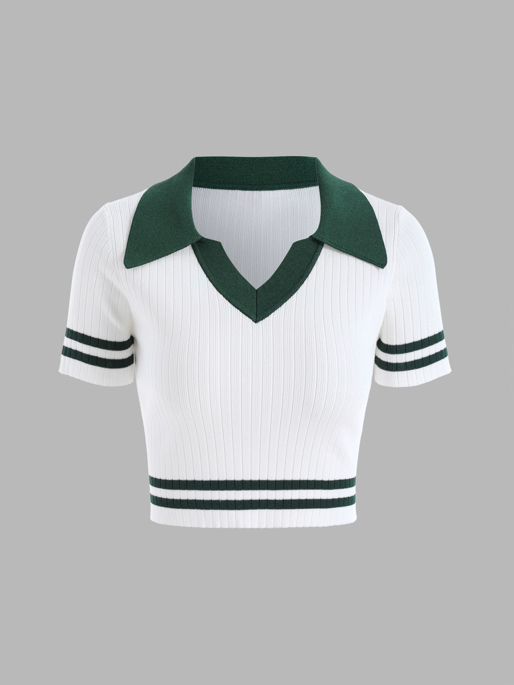 Rippenstrick Kontrast Crop Tee