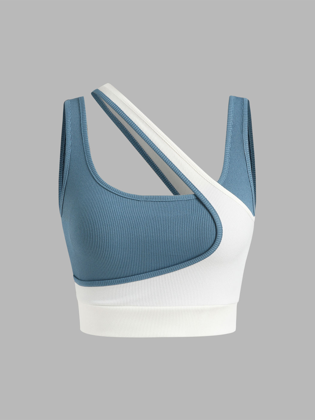 Zweifarbiges Asymmetrisches Neckholder Crop Top
