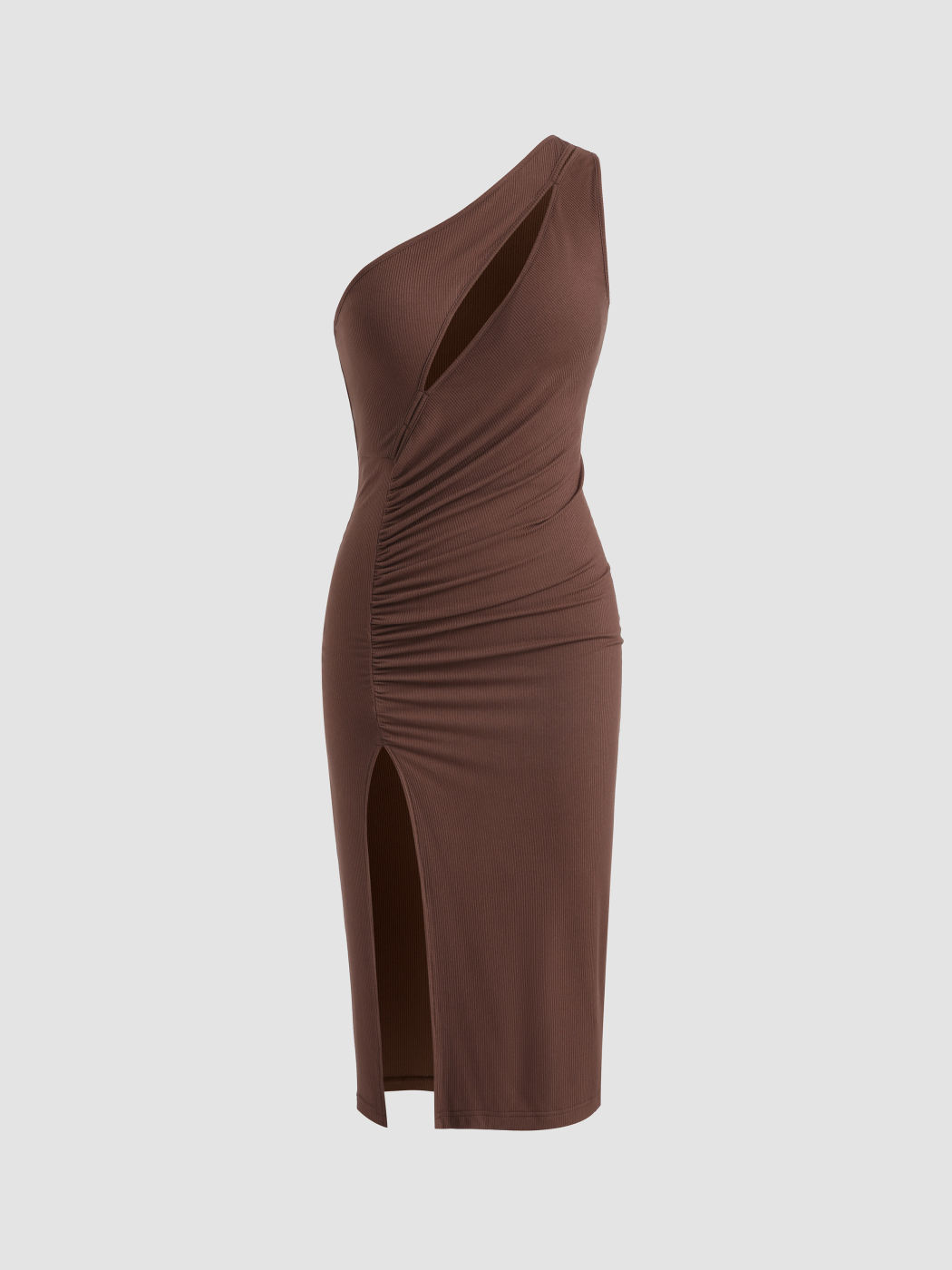 Geripptes One-Shoulder-Kleid ausgeschnitten