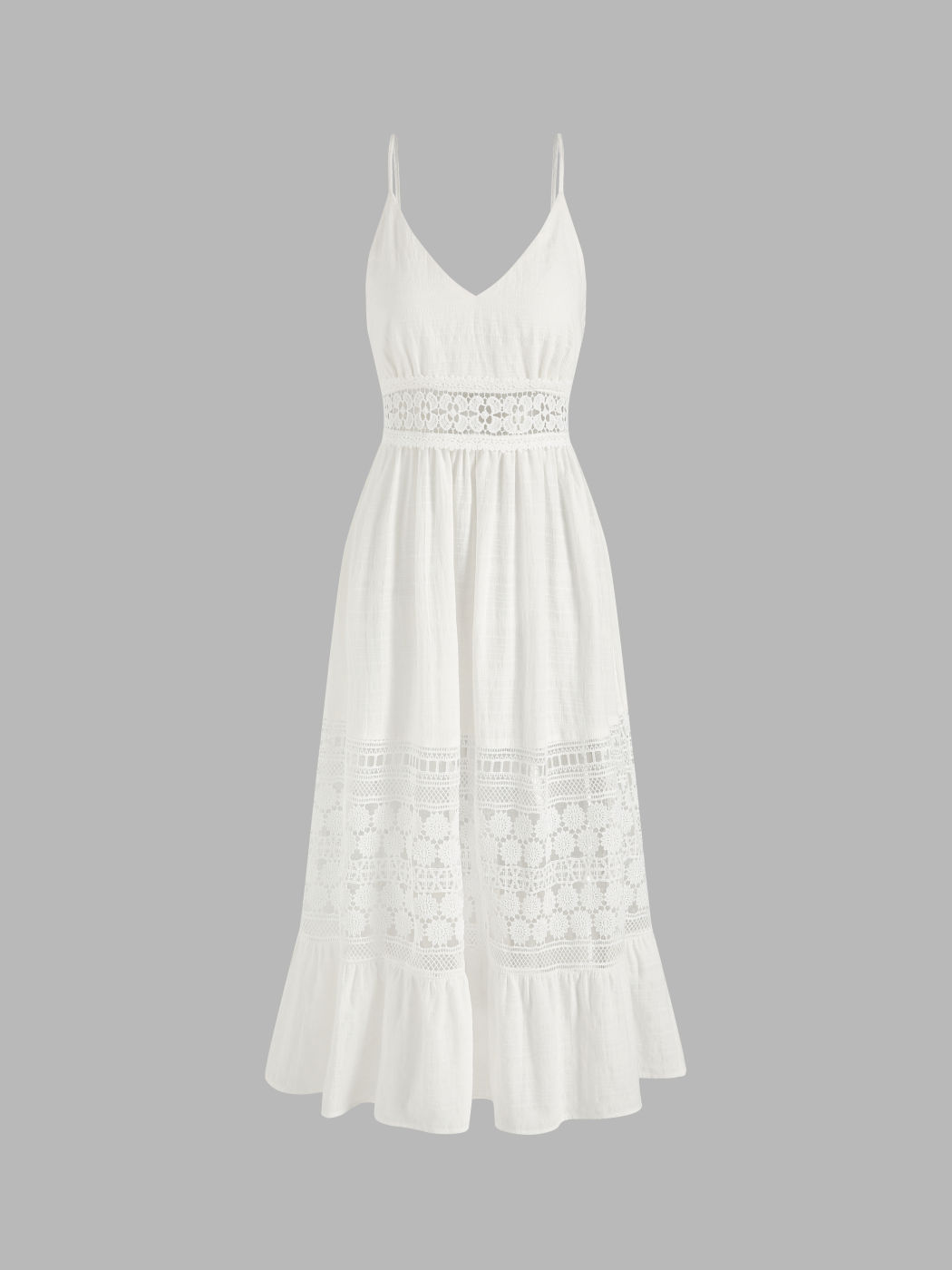  Florales Spitzenkleid mit Ausschnitten Midikleider