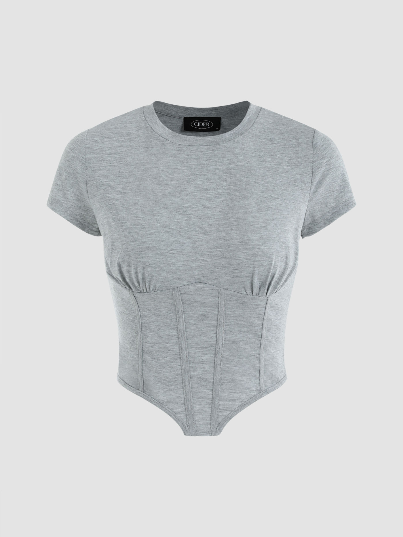 Solid Short Sleeve Corset Top