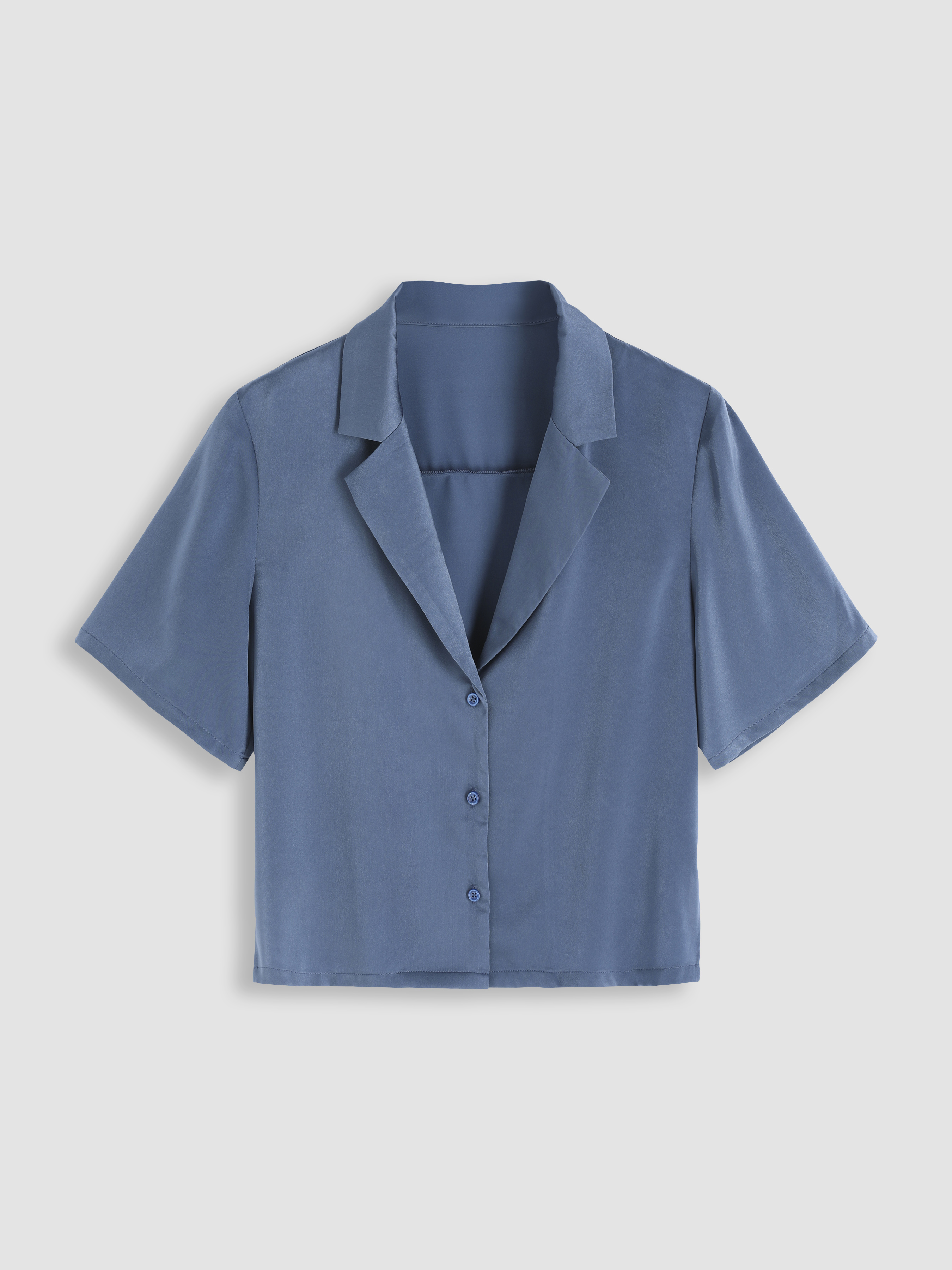 Solid Button Up Collar Blouse - Cider