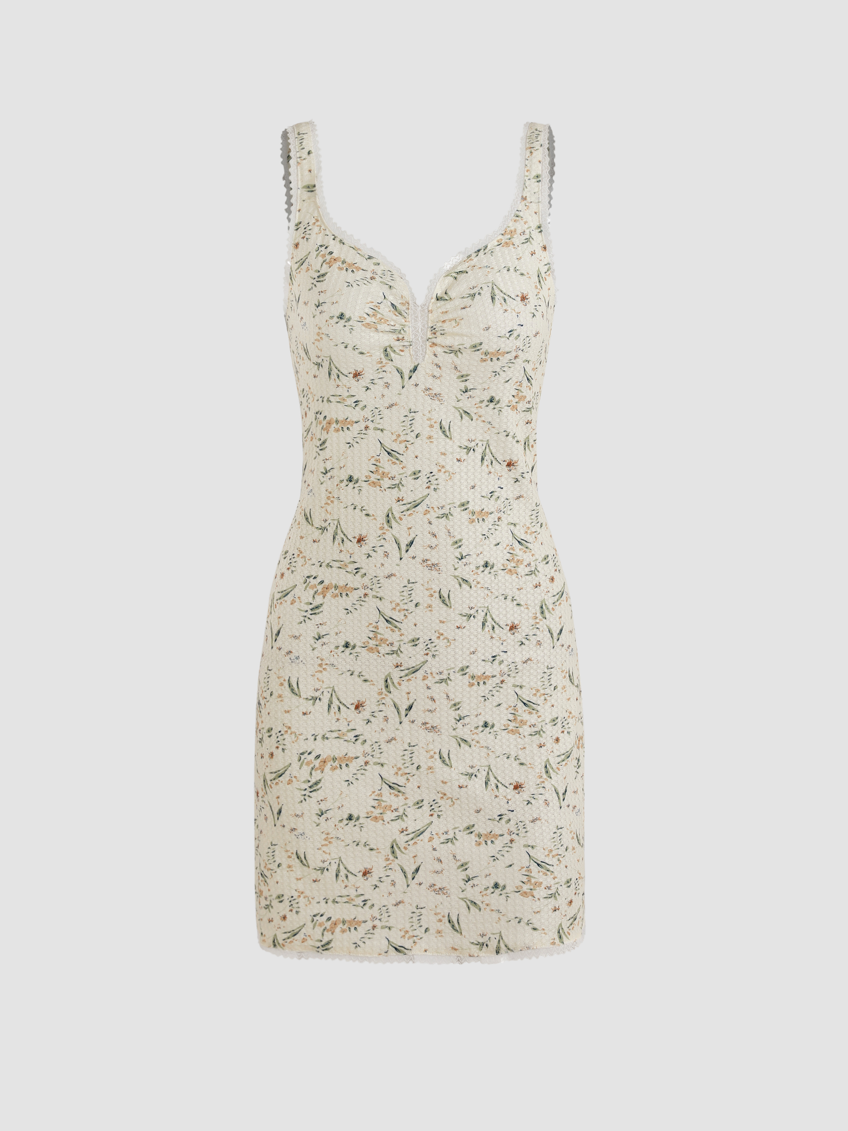 Floral Lace Sweetheart Mini Dress - Cider