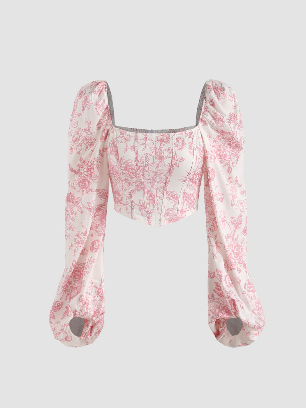Geripptes Blusenhemd mit Blumenmuster