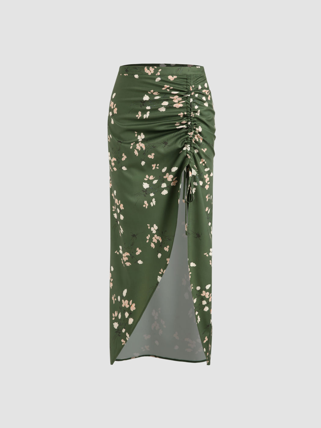 Floral Drawstring Midi Skirt