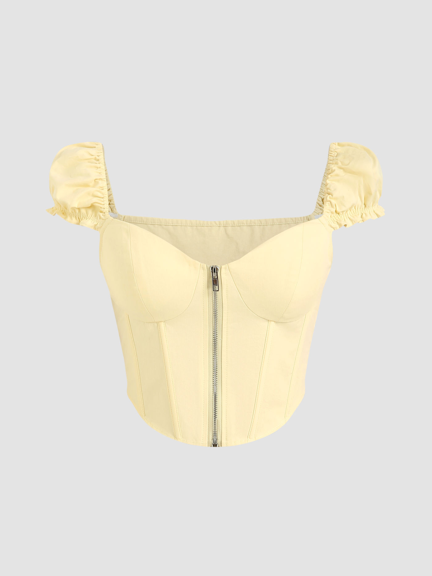 Solid Zip Up Corset Top