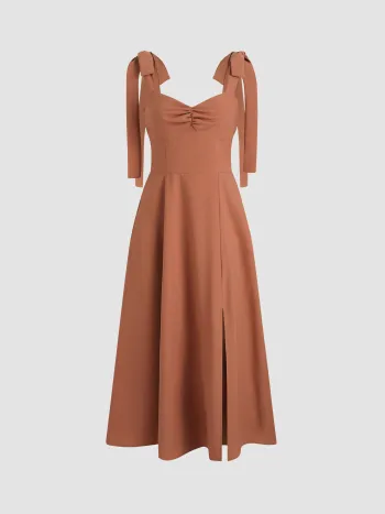 Solides Bowknot-Korsett-Midikleid