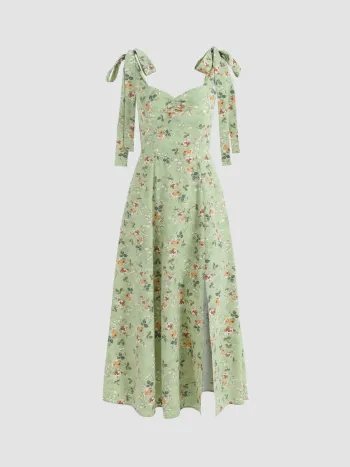 Blumen Bowknot Korsett Midikleid