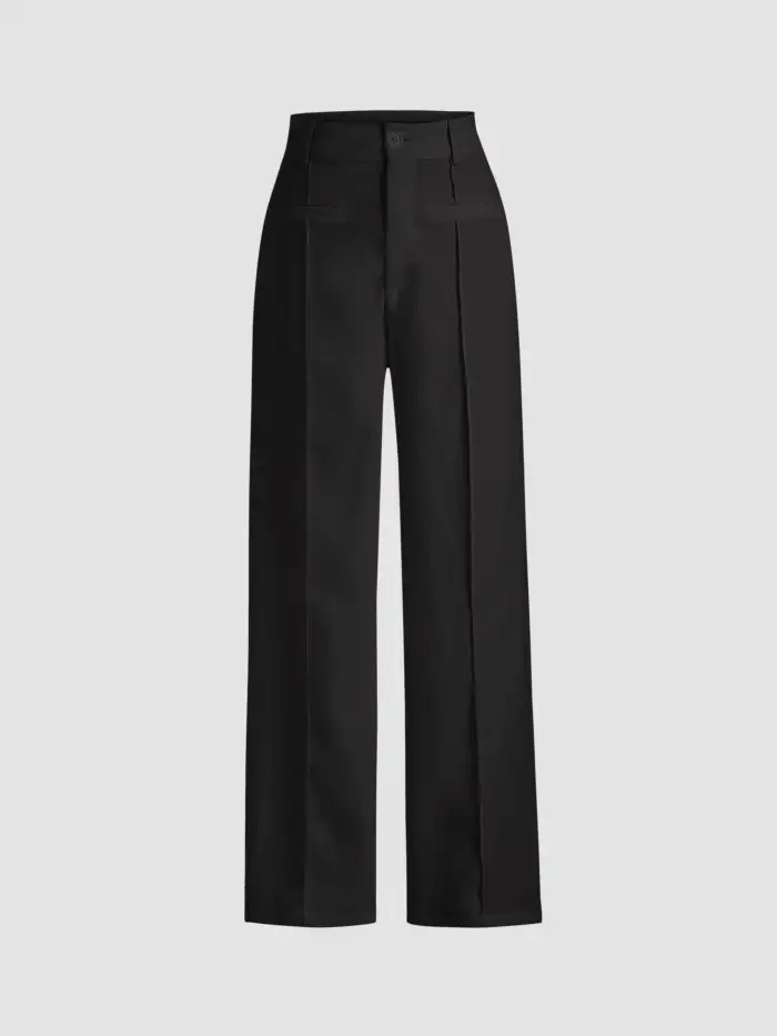High Waist Solid Tapered Trousers With Belt - Cider