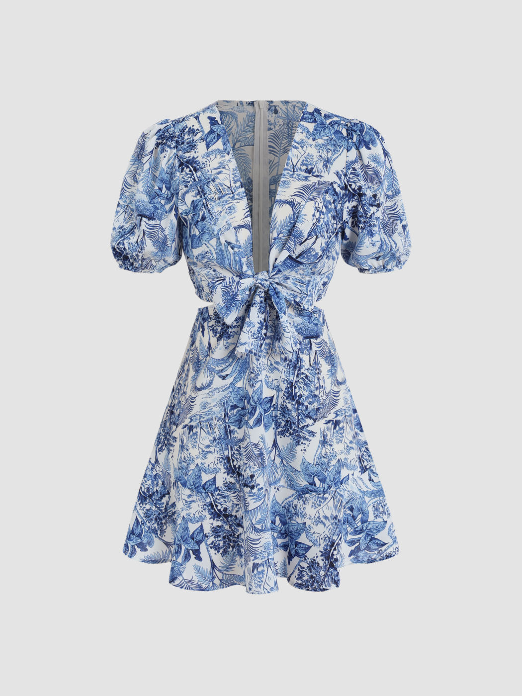 Landscape Painting Bow Mini Dress Cider