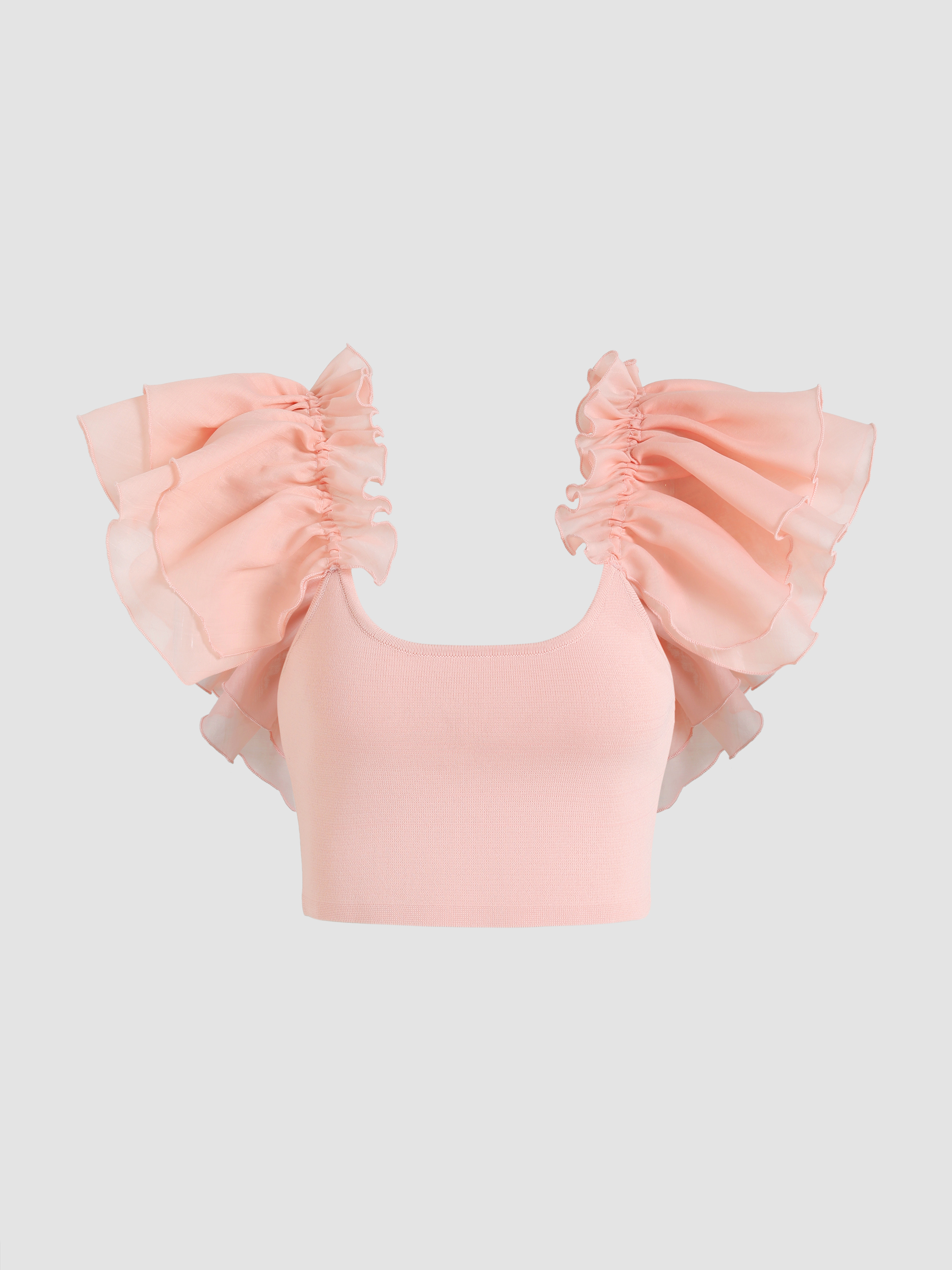 Solid Ruffle Knit Top - Cider