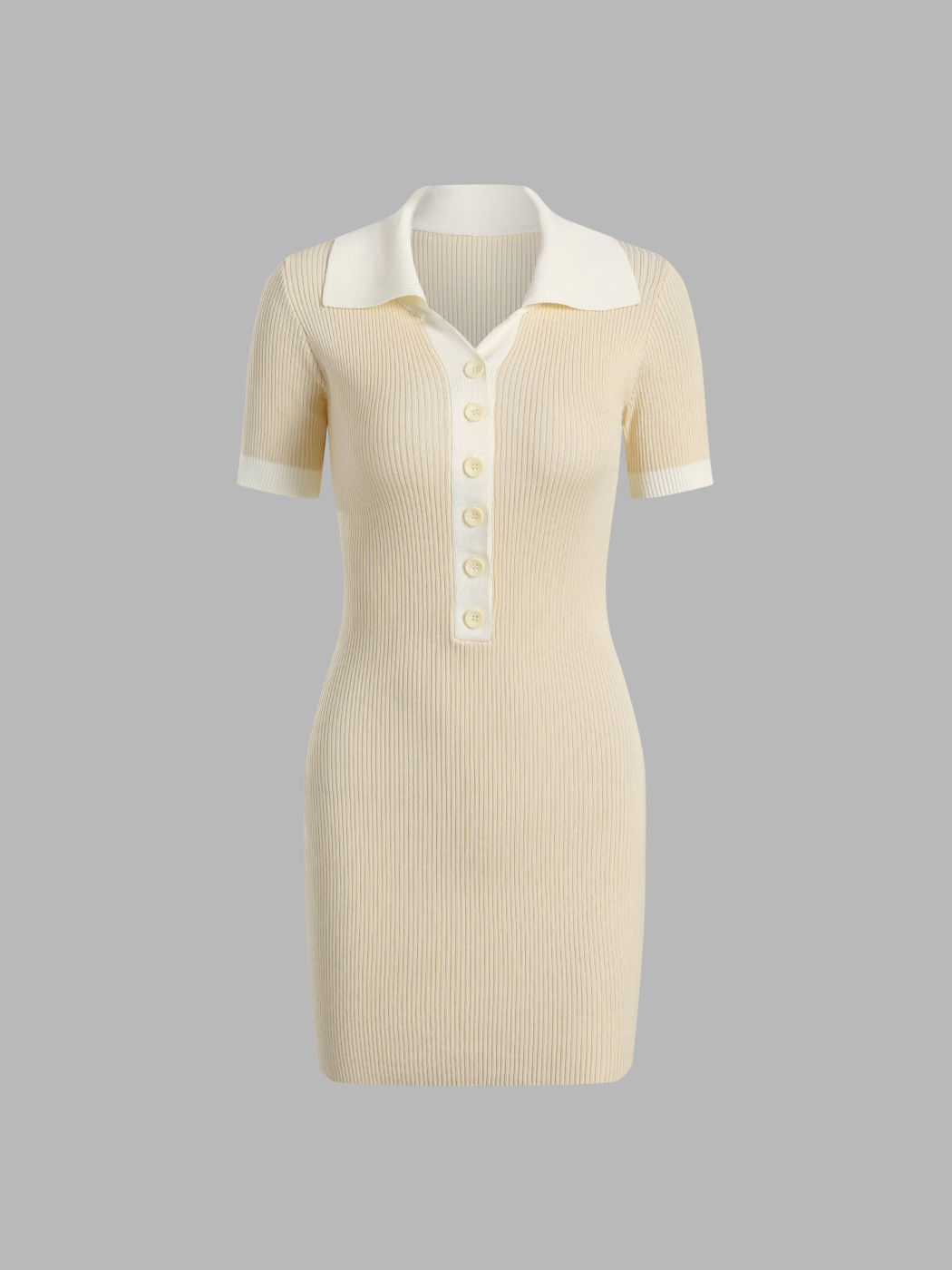 Knit Button Up Rib Mini Dress