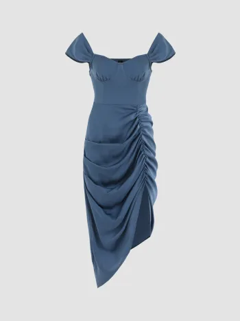 Illusion Tie Dye Ruched Midi Dress
