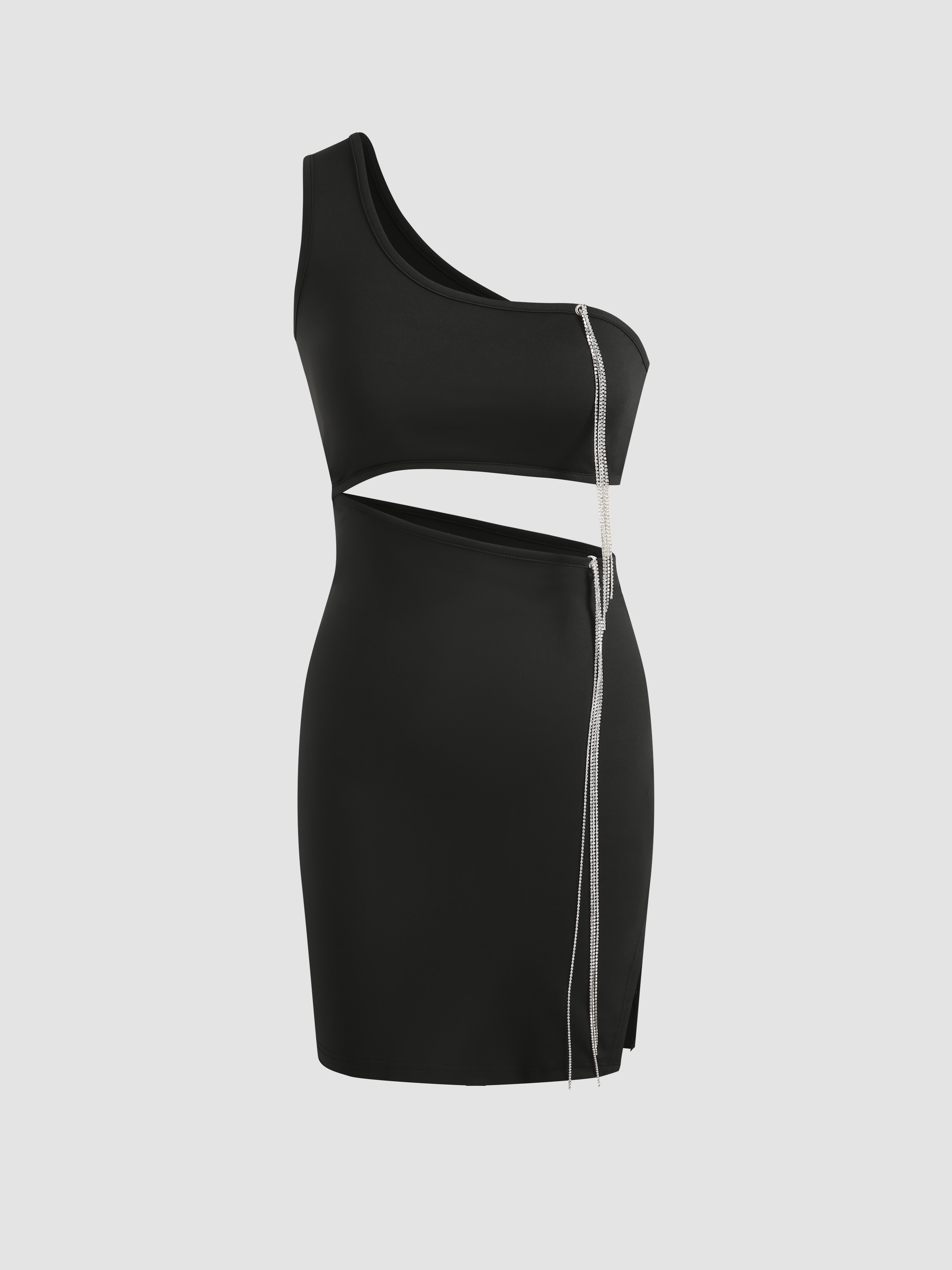 One-Shoulder Mini Dress With Chain For Date