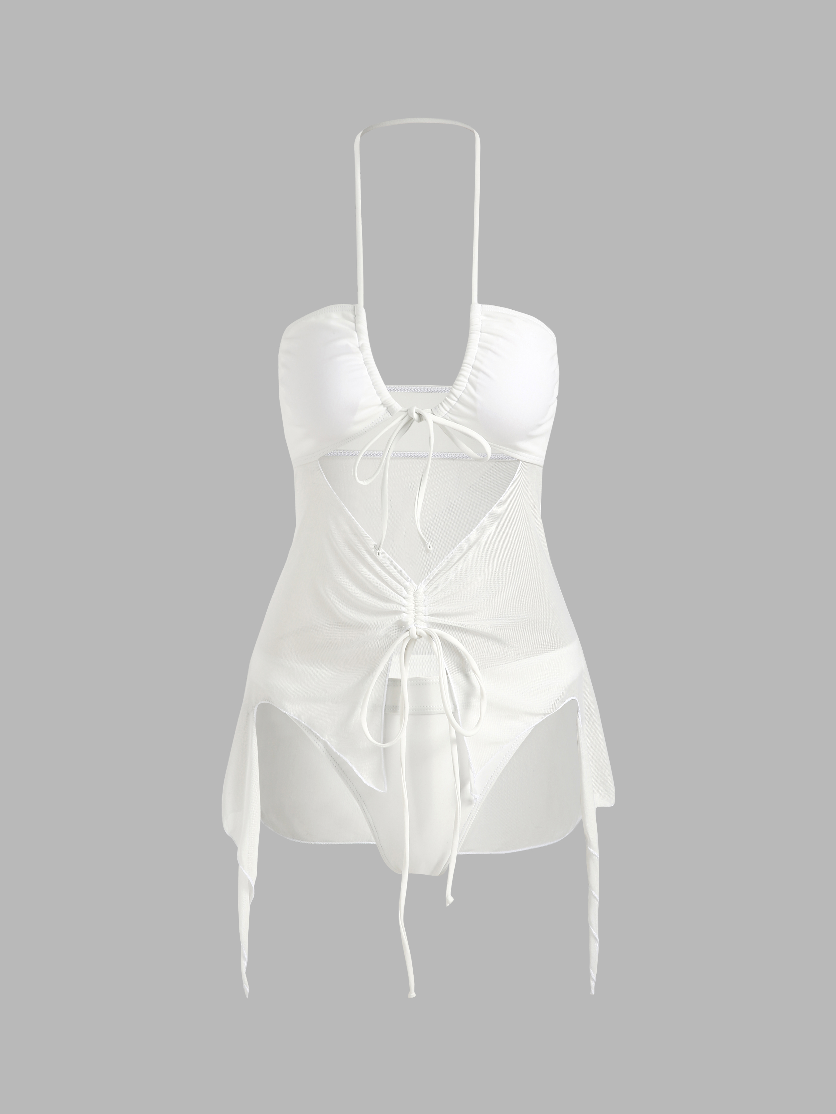 Solid Knotted Bikini Swimsuit Cider