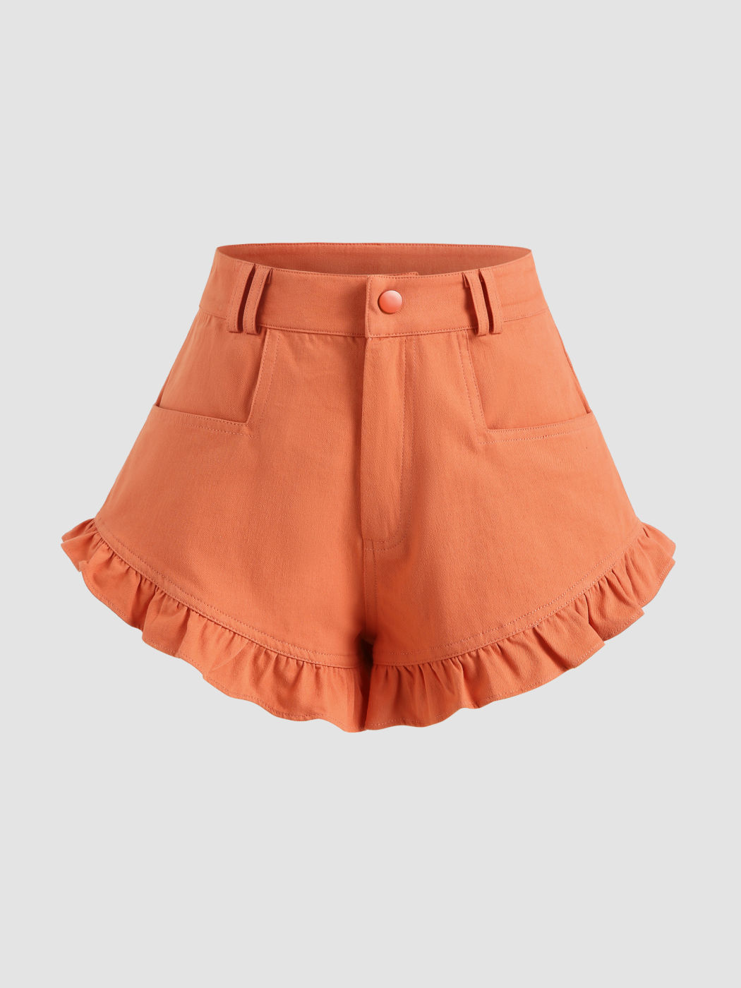 Solid Mini-Shorts mit Rüschensaum