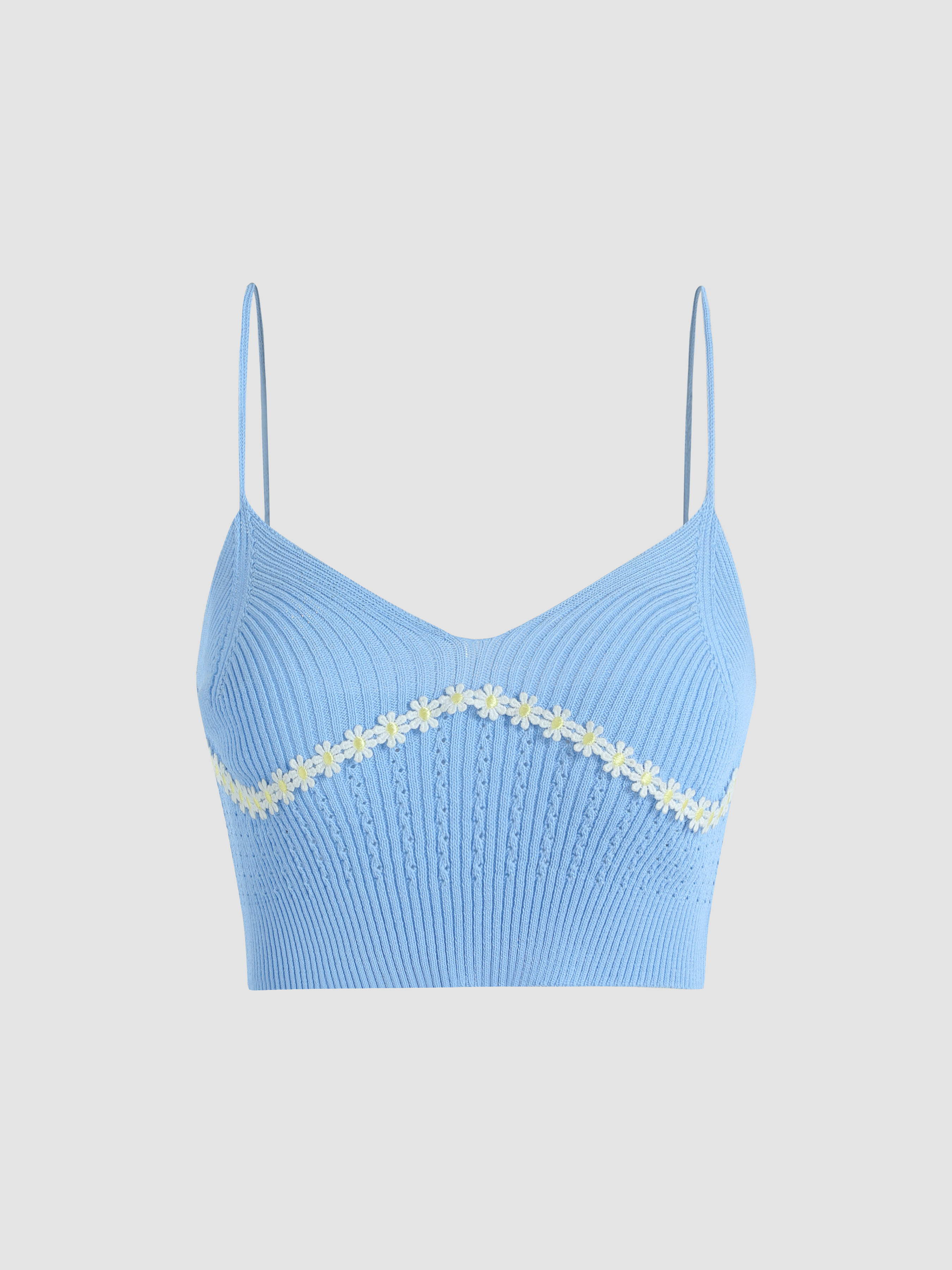 Floral Details Knit Tank Top Cider