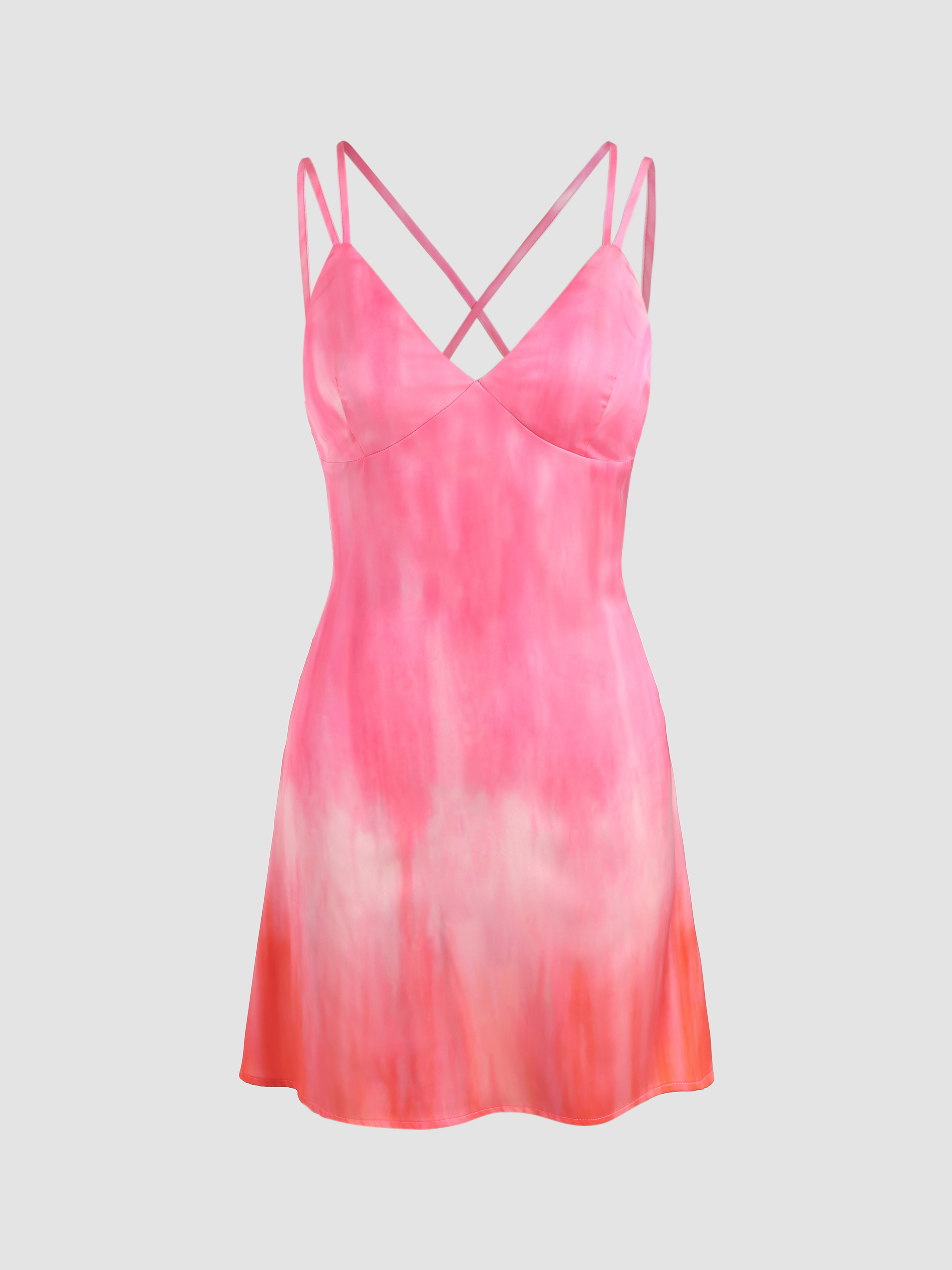 Hoco Dress Satin Gradient Vneck Mini Dress For Vacation Picnic