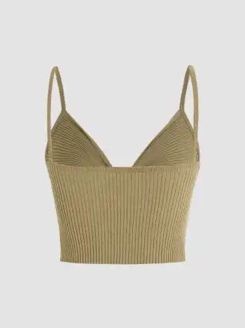 Einfarbiges Rippen-Crop-Criss-Top