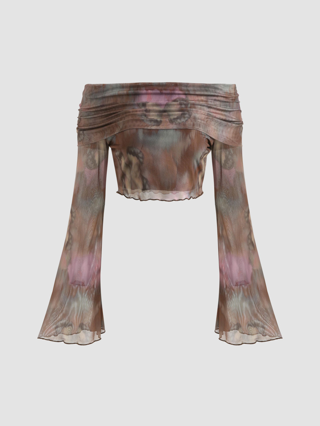 Tie-Dye-Mesh-Oberteil mit Glockenärmeln