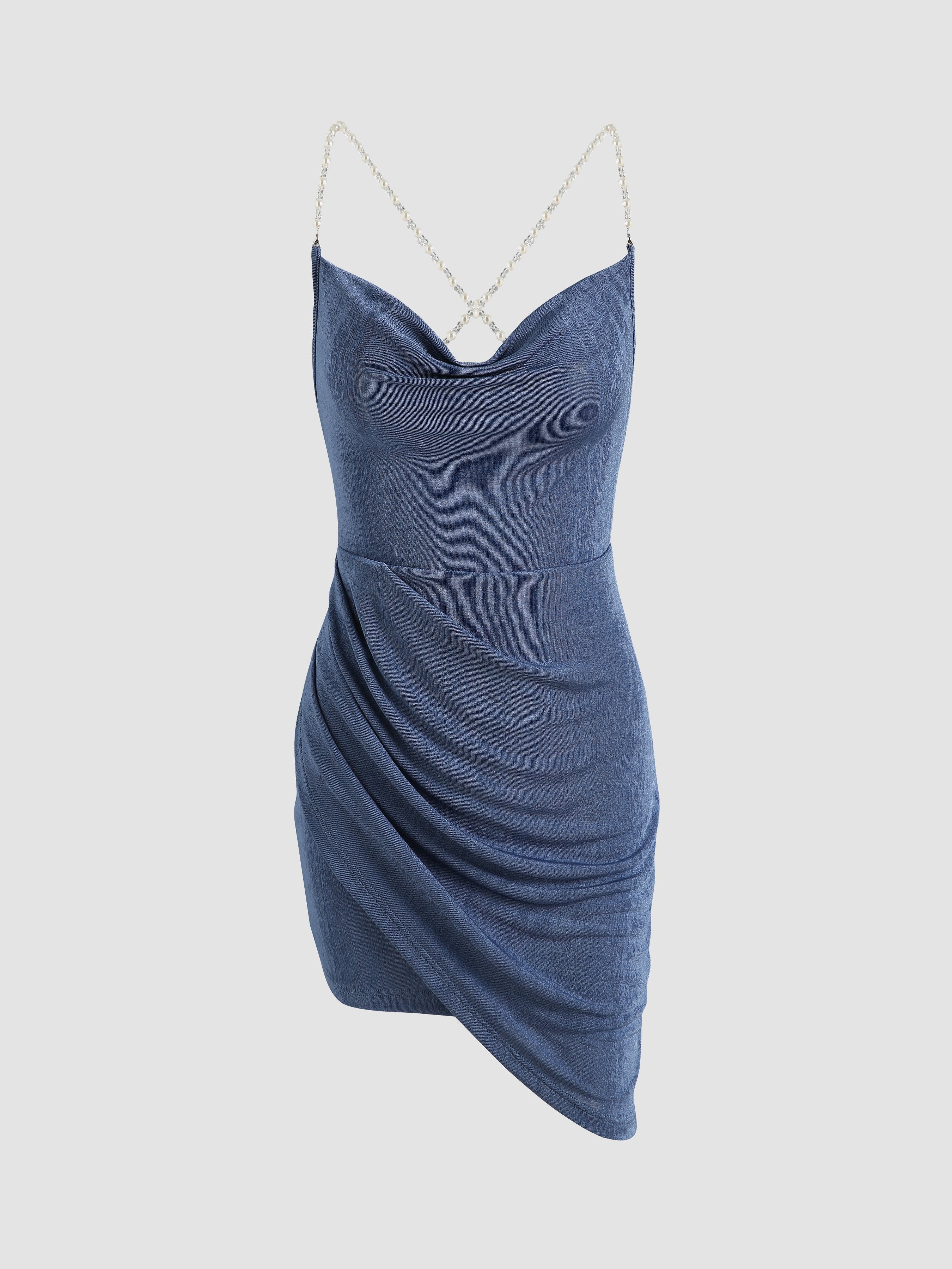 knee length dresses for ladies Charl Green Cowl Neck Mini Dress