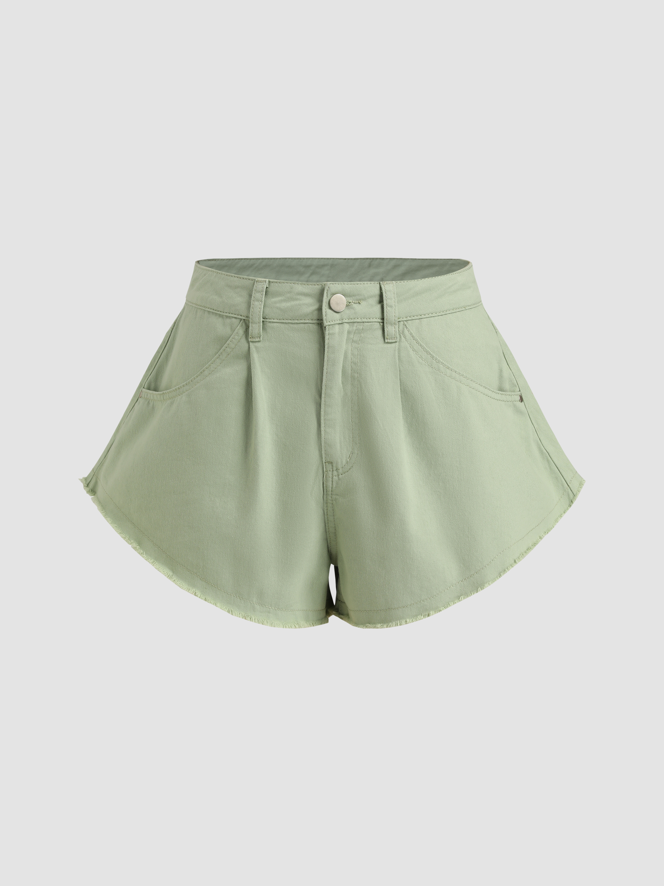 Casual Cutie Sage Green Mini Shorts - Cider