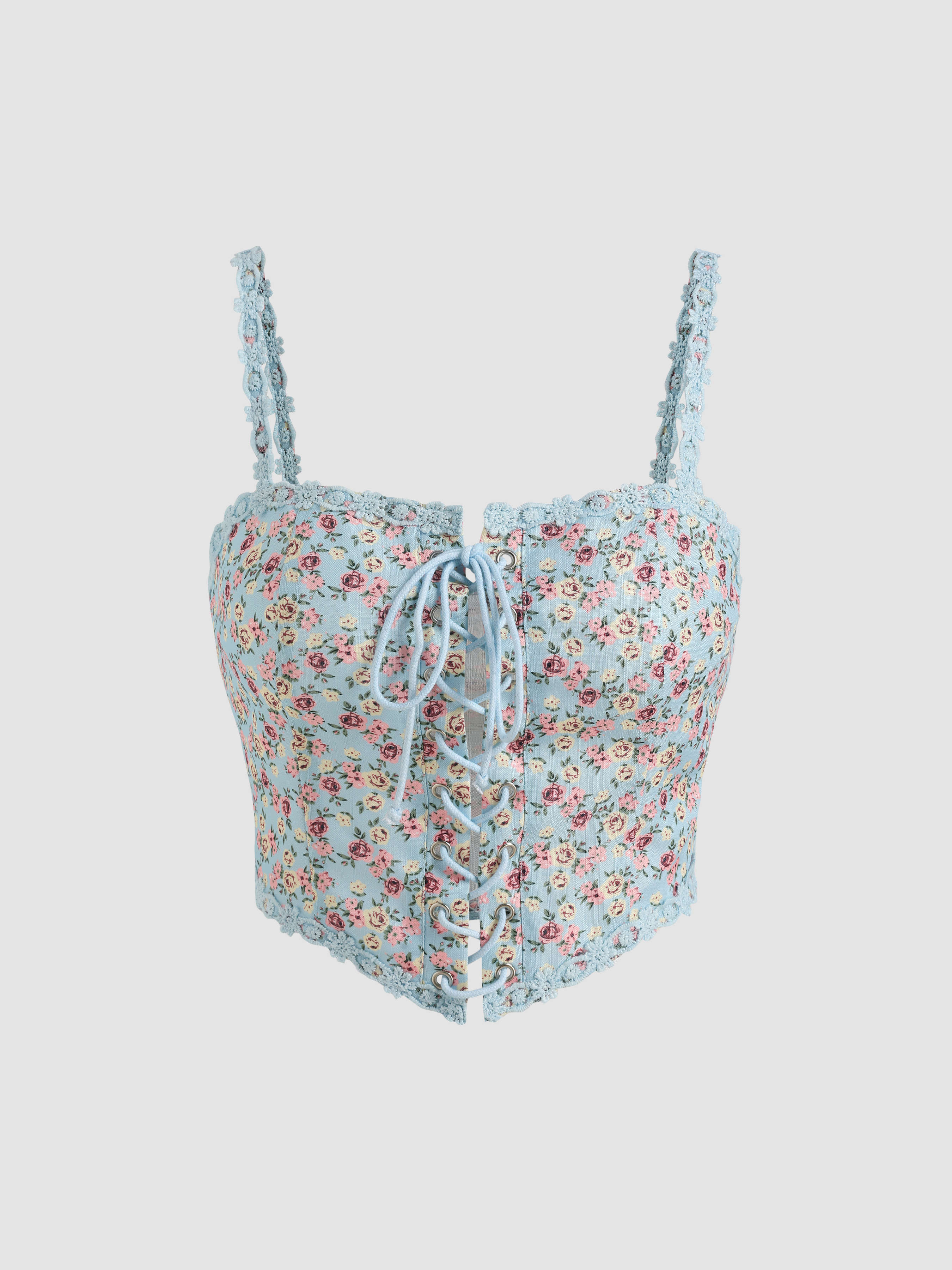 Kiss Me Pretty Floral Corset Tank Cider