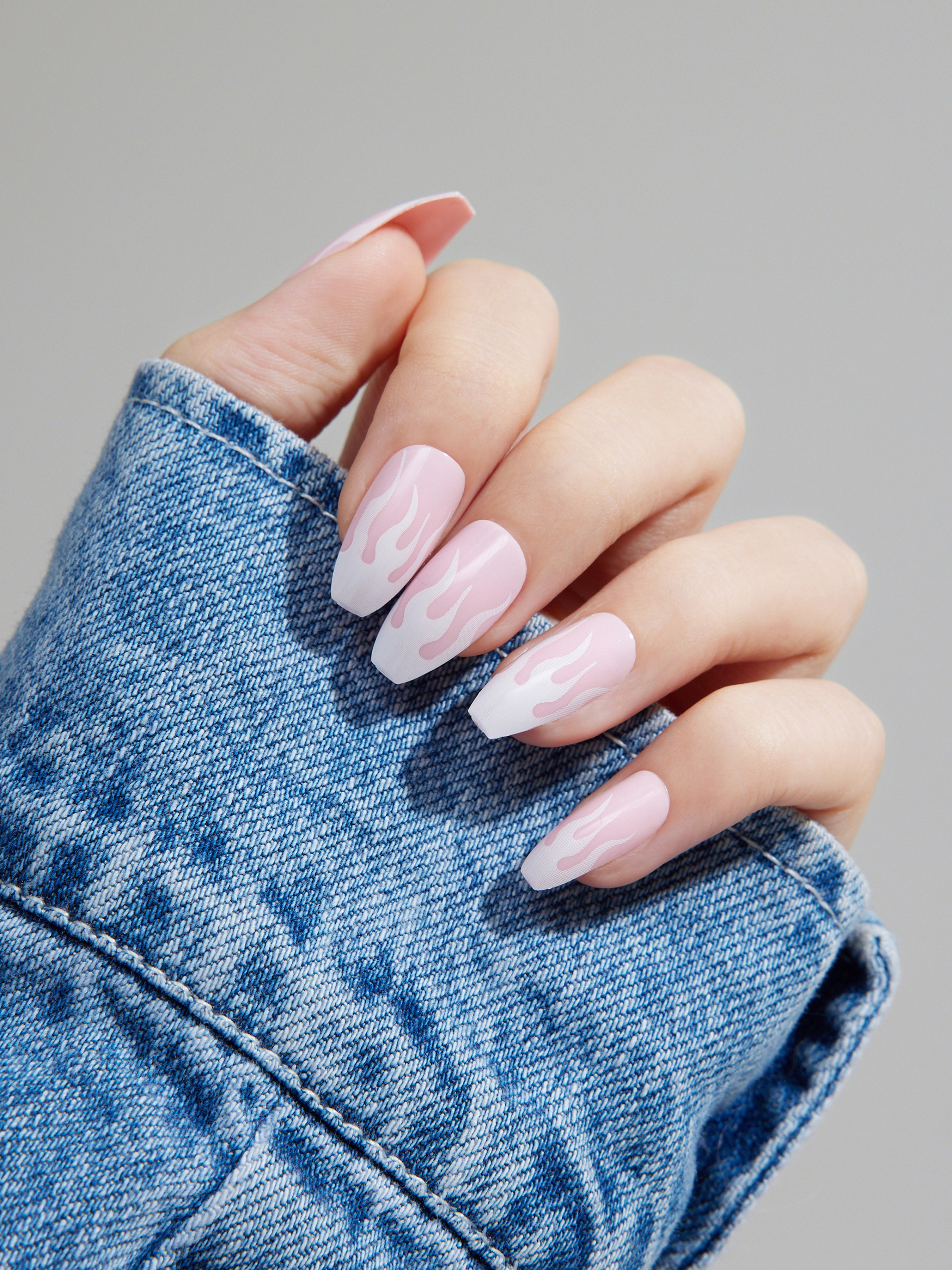 24pcs Graphic Press On Nails No Glue Needed Cider