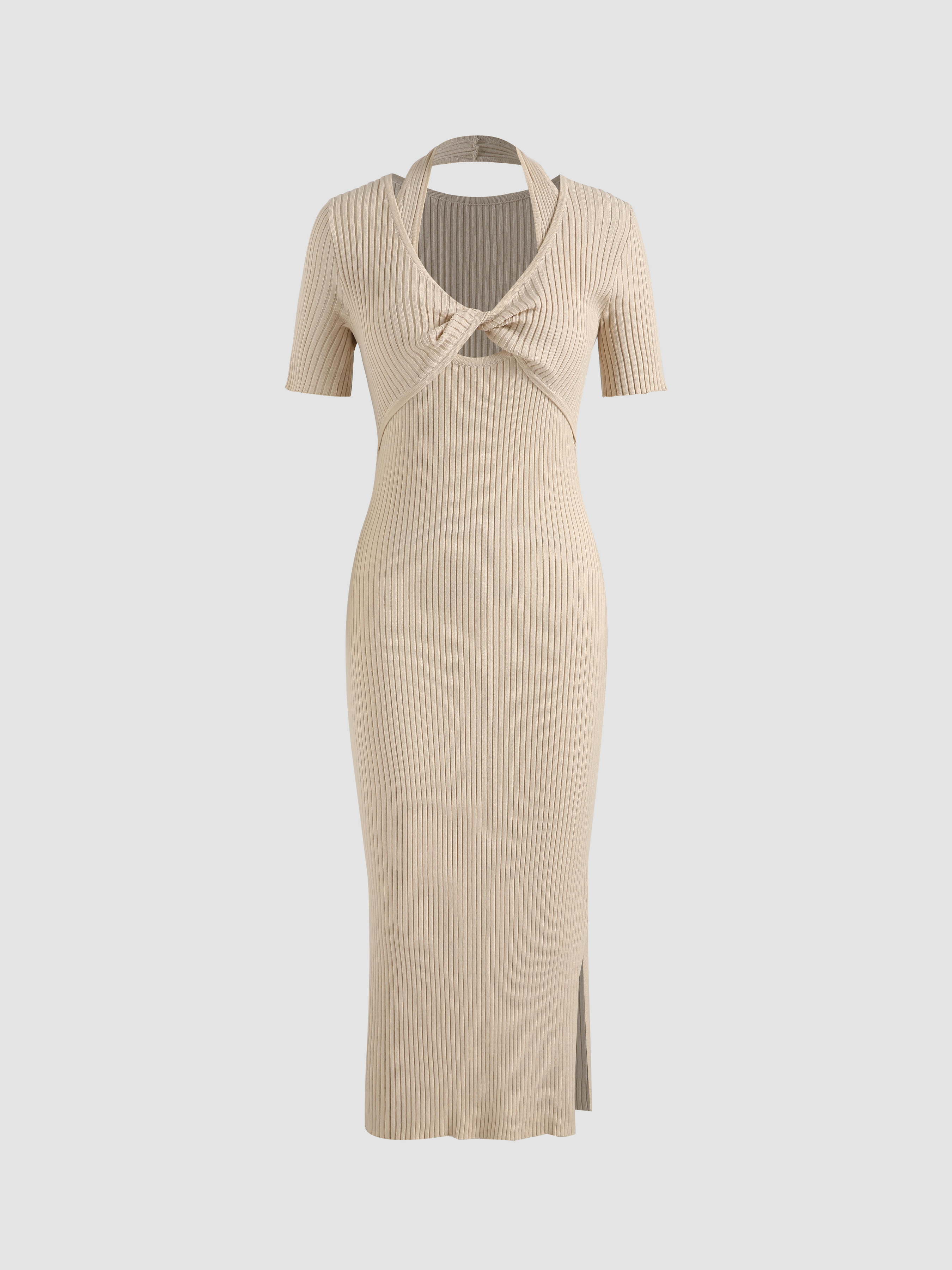 Knit Criss Cross Midi Dress Cider