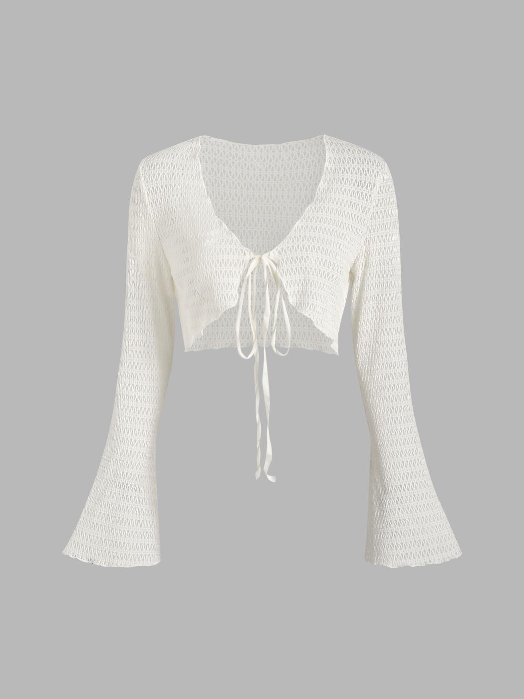 Solid Texture Crop Cardigan