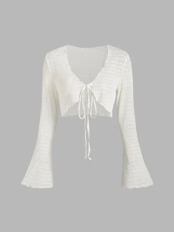 Solid Texture Crop Cardigan