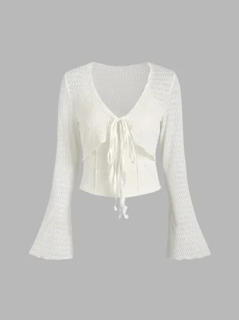Solid Texture Crop Cardigan