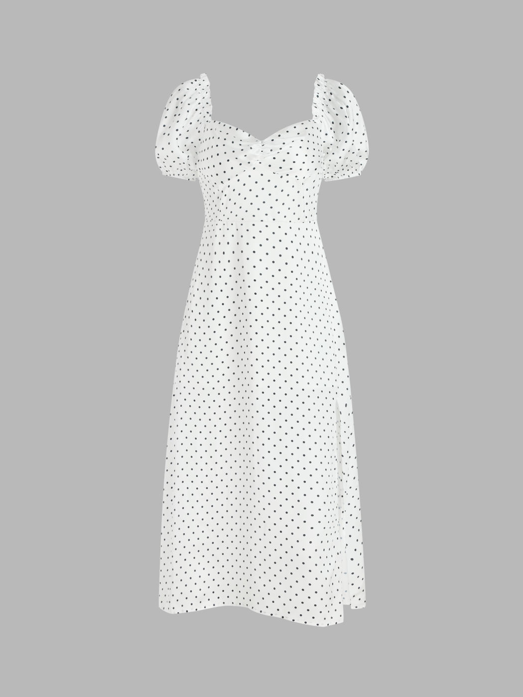 Gepunktetes Kleid mit Puffärmeln