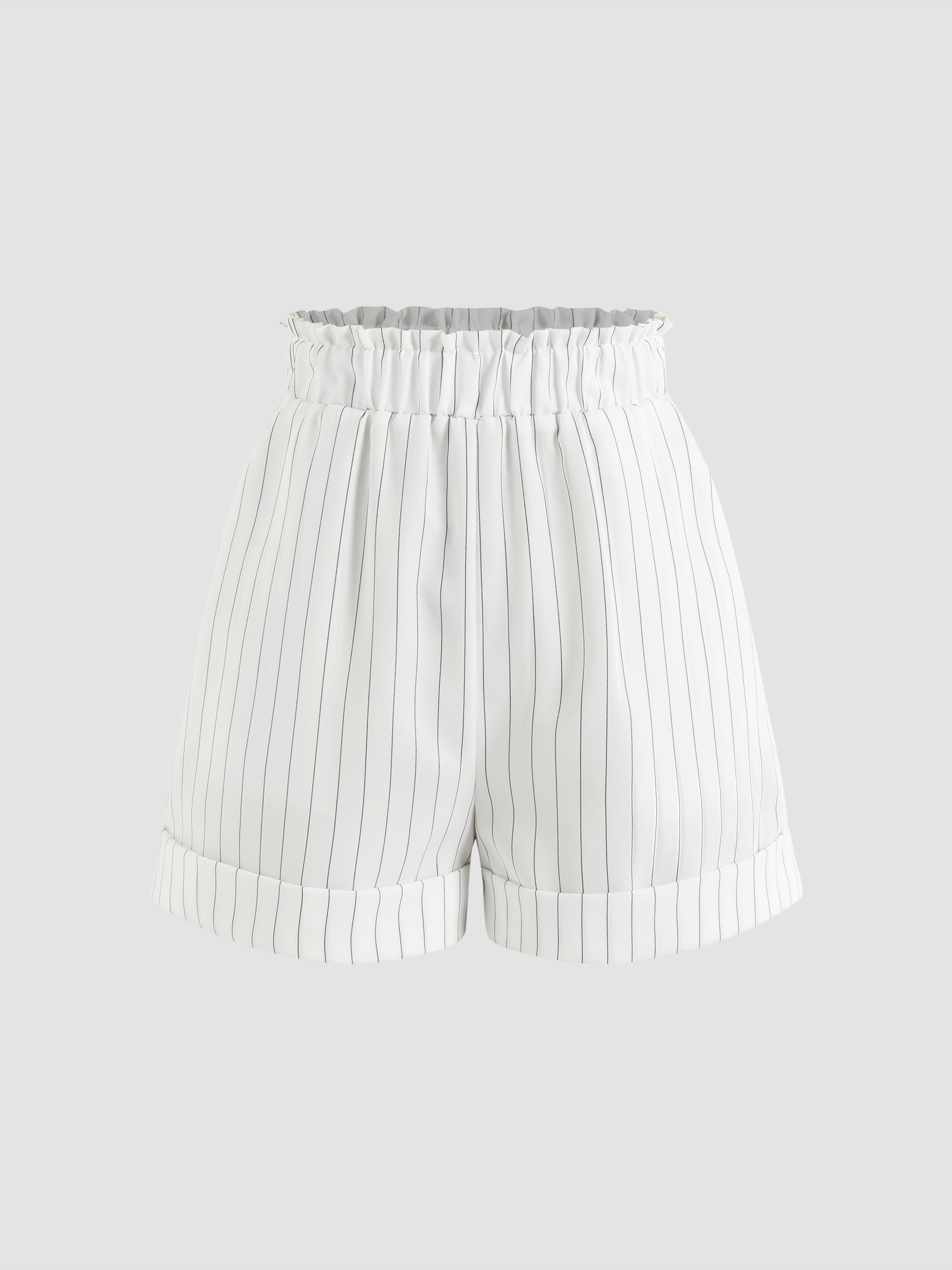 Striped Elastic Waist Mini Shorts - Cider