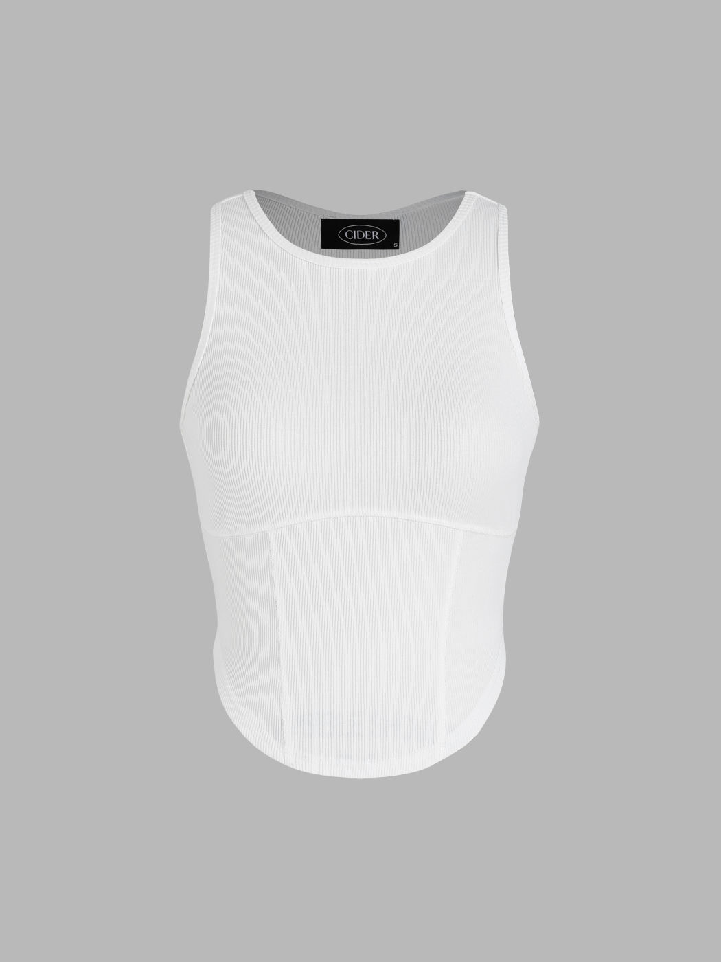Solid Rib Corset Crop Tank Top