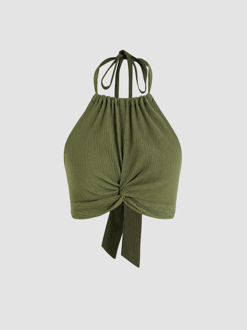  Einfarbige Textur Twist Halter Oberteile
