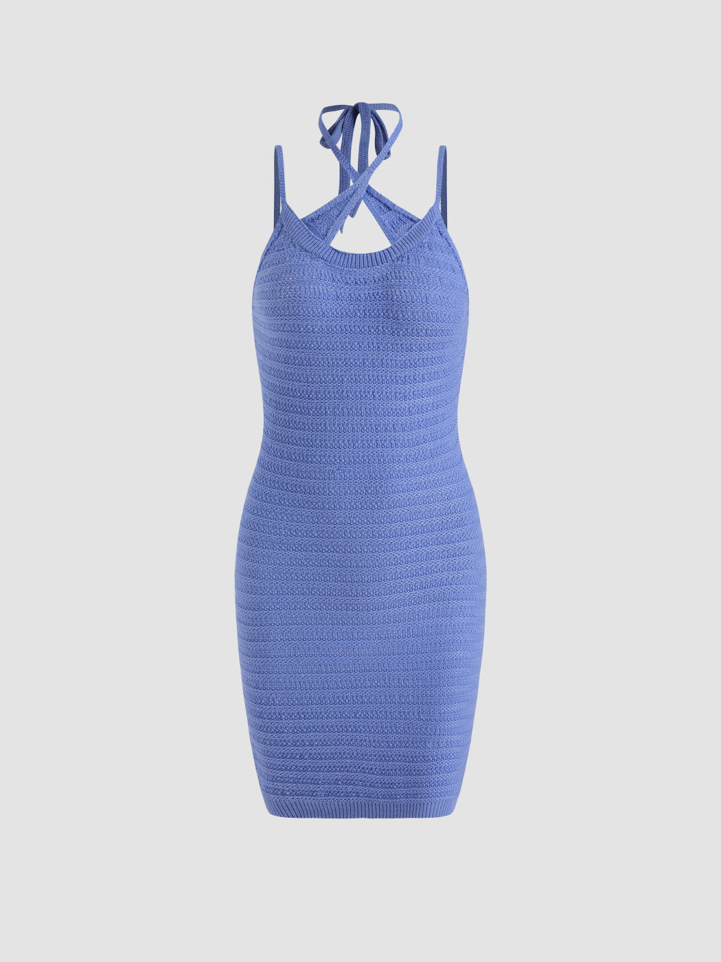 Knit Rib Cross Halter Mini Dress
