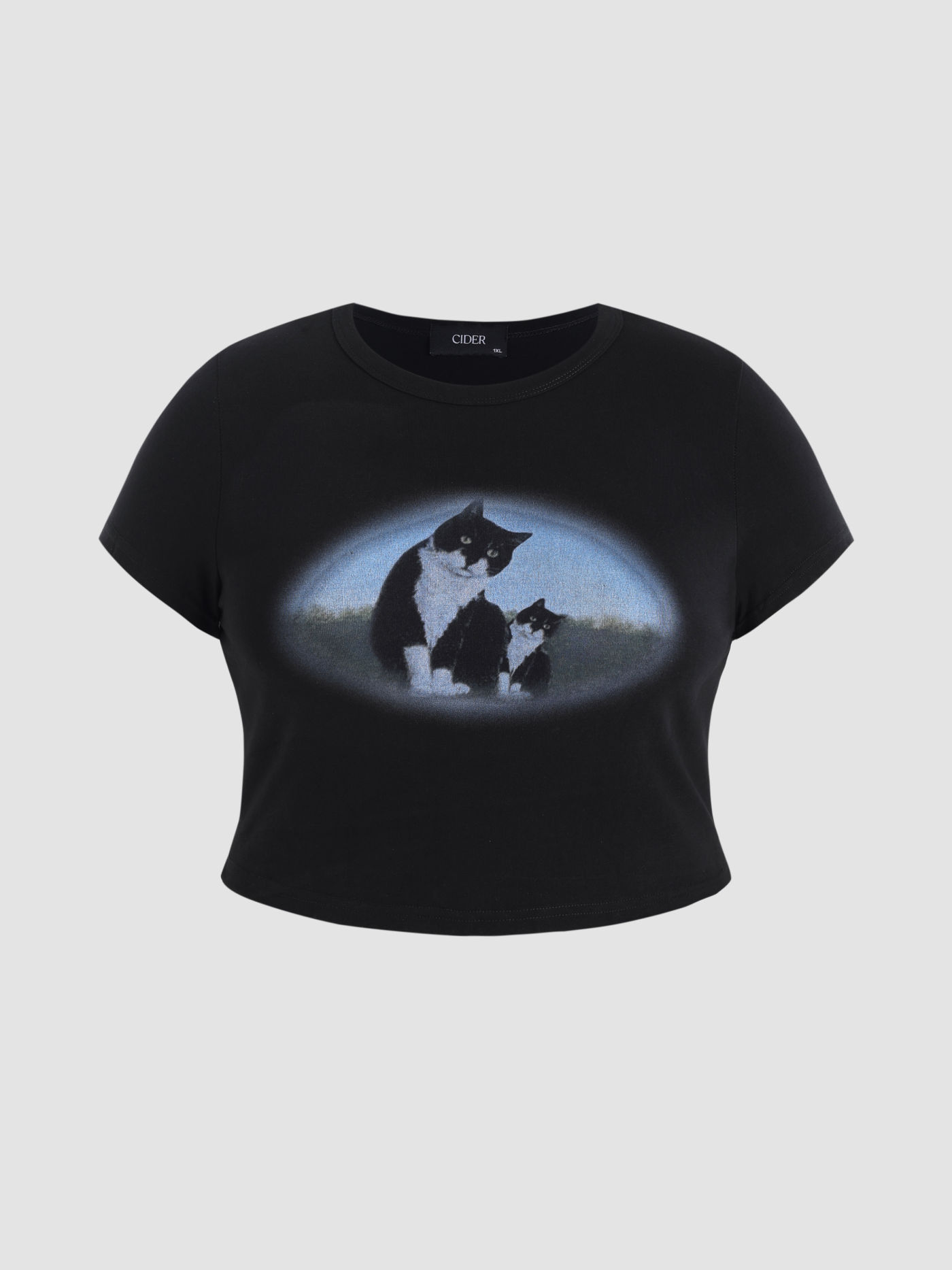 Cat Print Shirt Curve & Plus