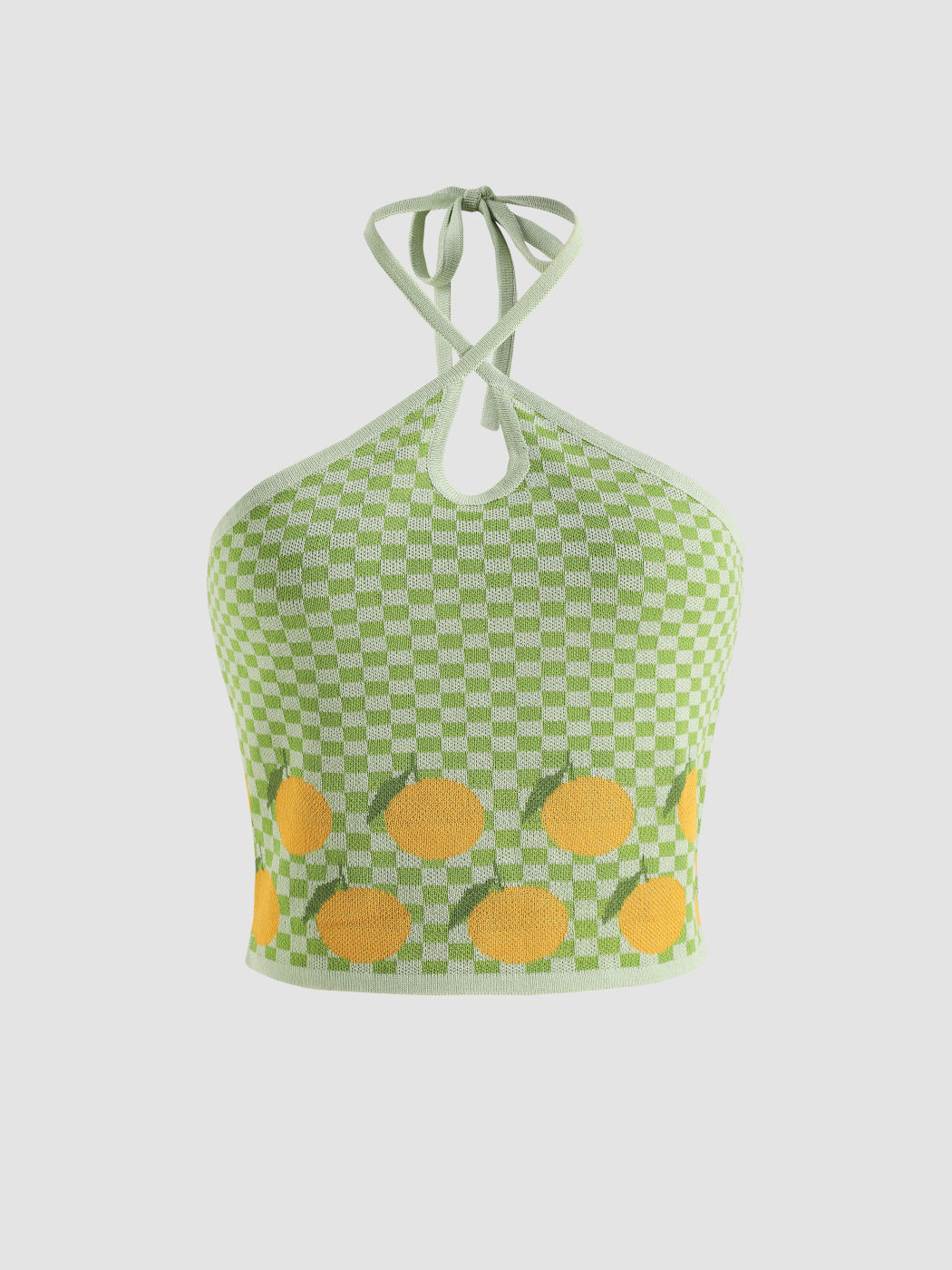 Strick-Tartan-Obst-Halter-Top