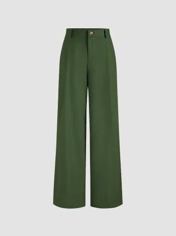Solid Straight Leg Trousers