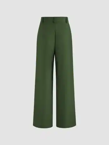 Solid Straight Leg Trousers