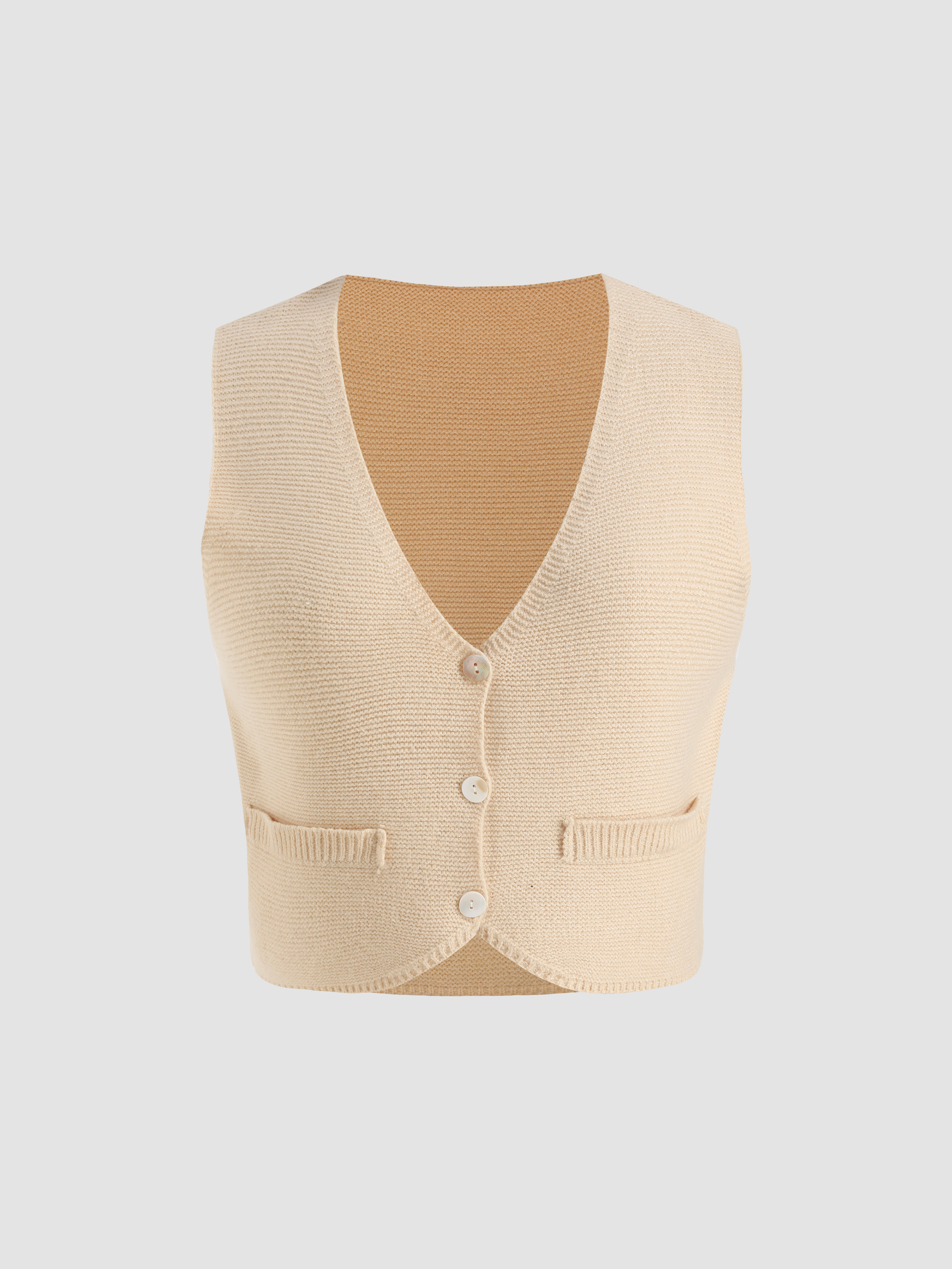 Solid Knit Texture Vest Cider