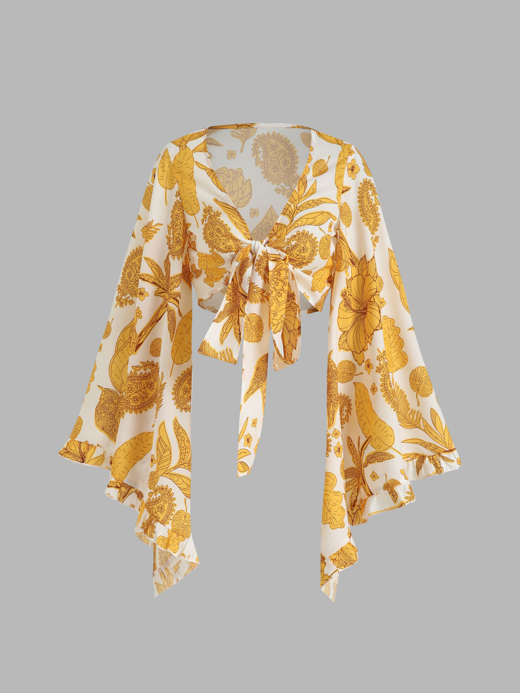 Boho Tropical & Animal Bell Sleeve Blouse