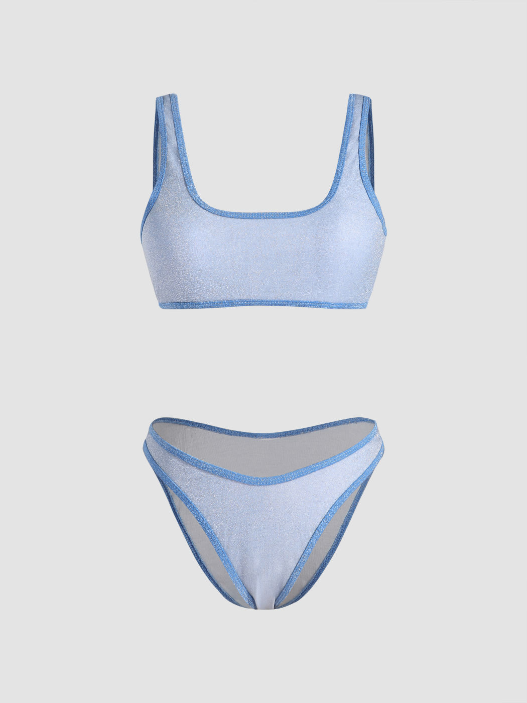 Bikini-Badeanzug mit glitzerndem Kontrastbesatz