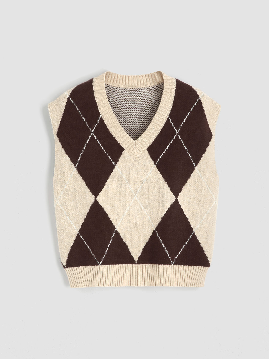 Zweifarbige Argyle-Weste aus Strick