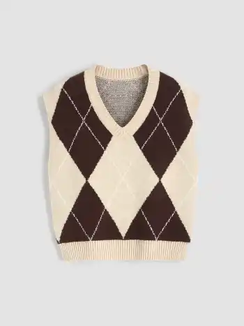 Zweifarbige Argyle-Weste aus Strick