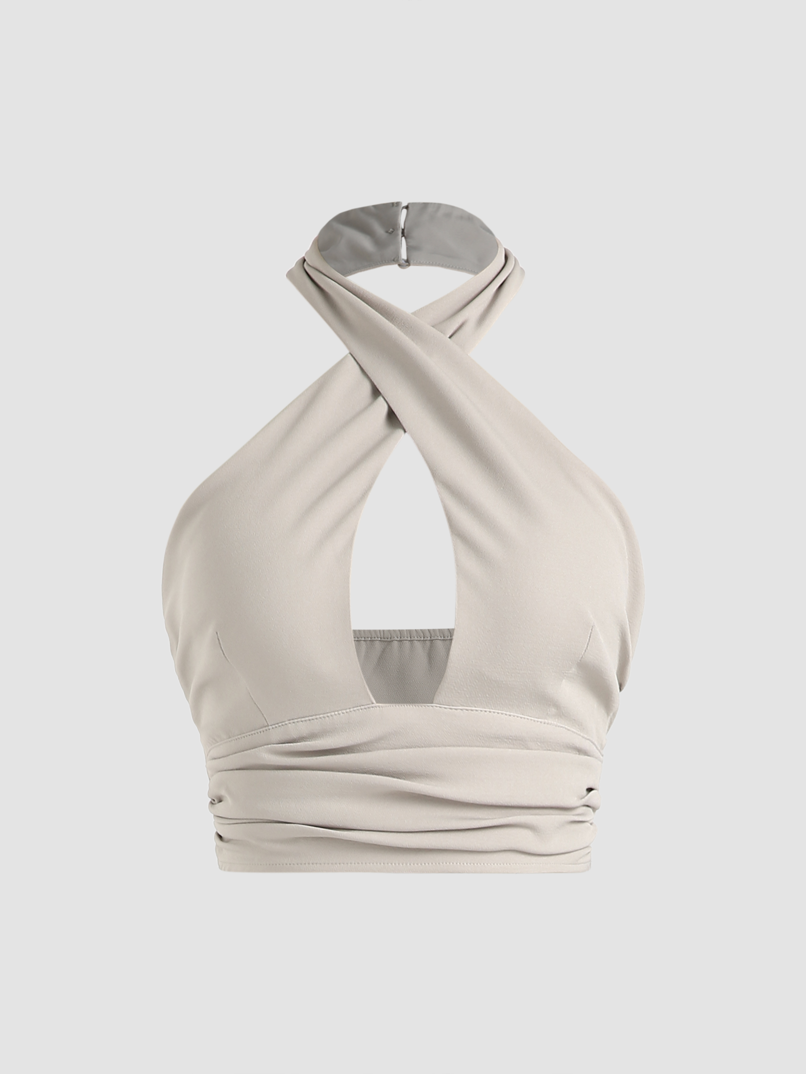 glassons ruched halter neck crop top