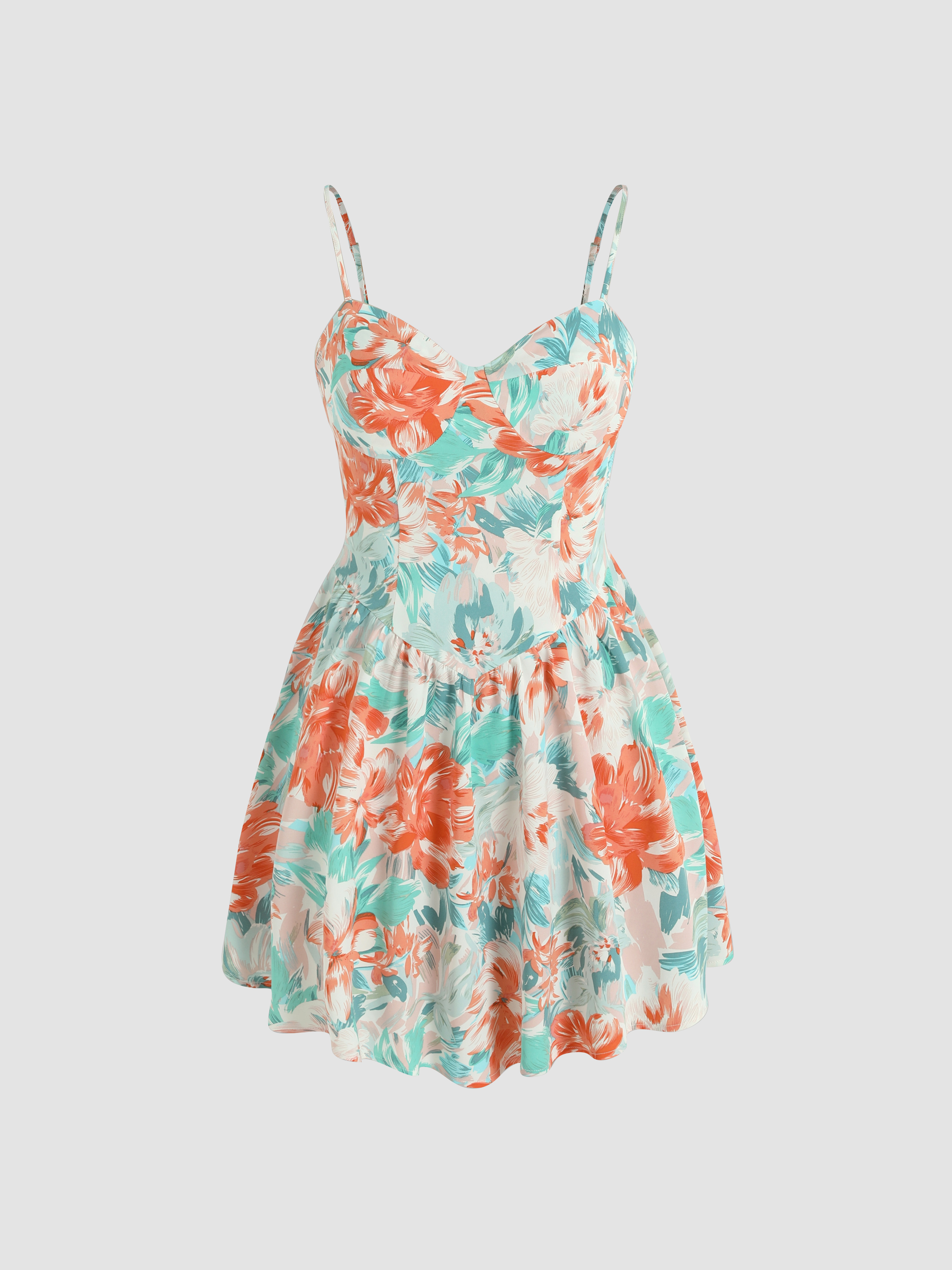 Floral Print Mini Bubble Dress Cider